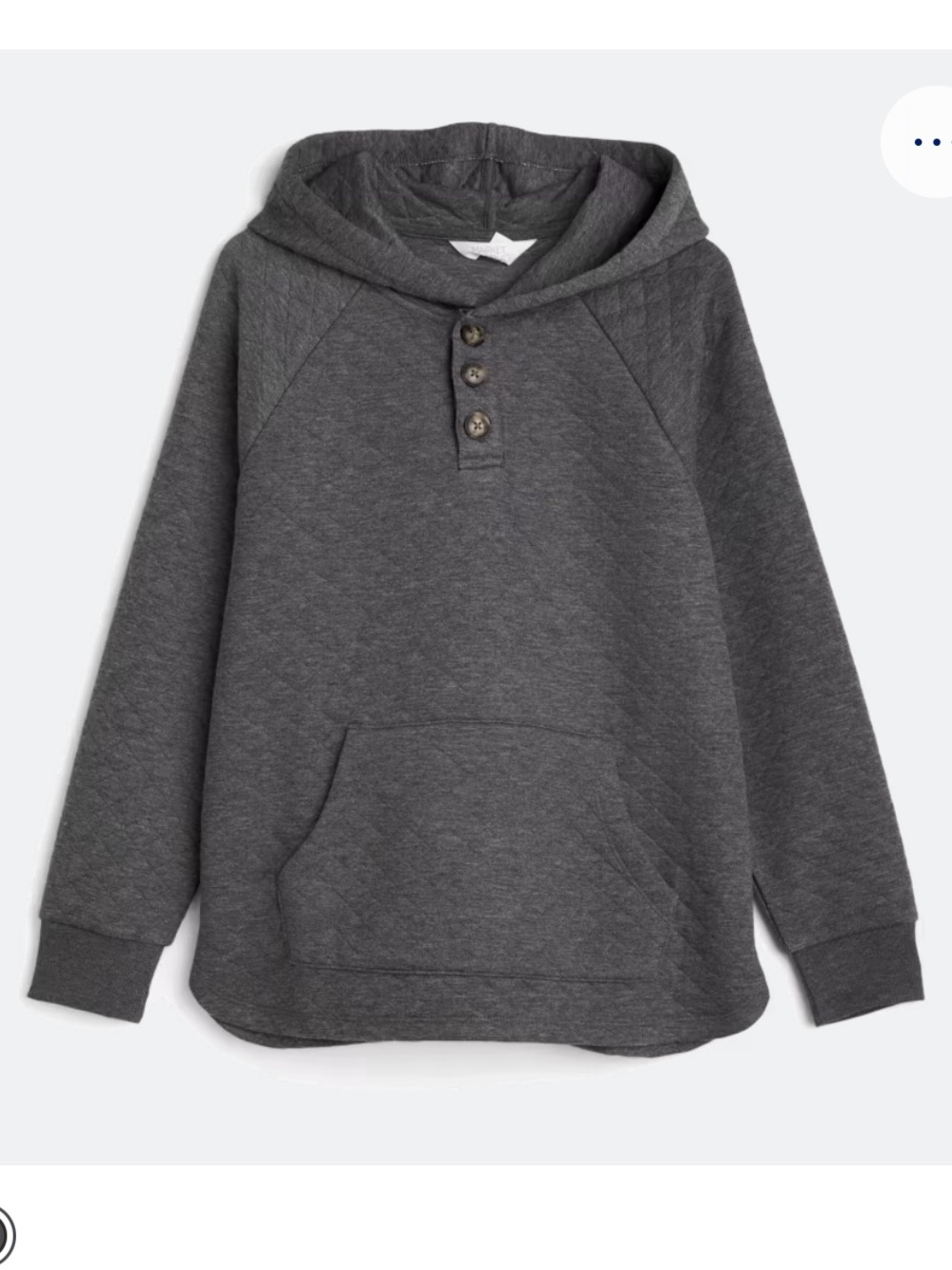 Market and Spruce Quilted Hooded Pullover with Button Placket - Charcoal